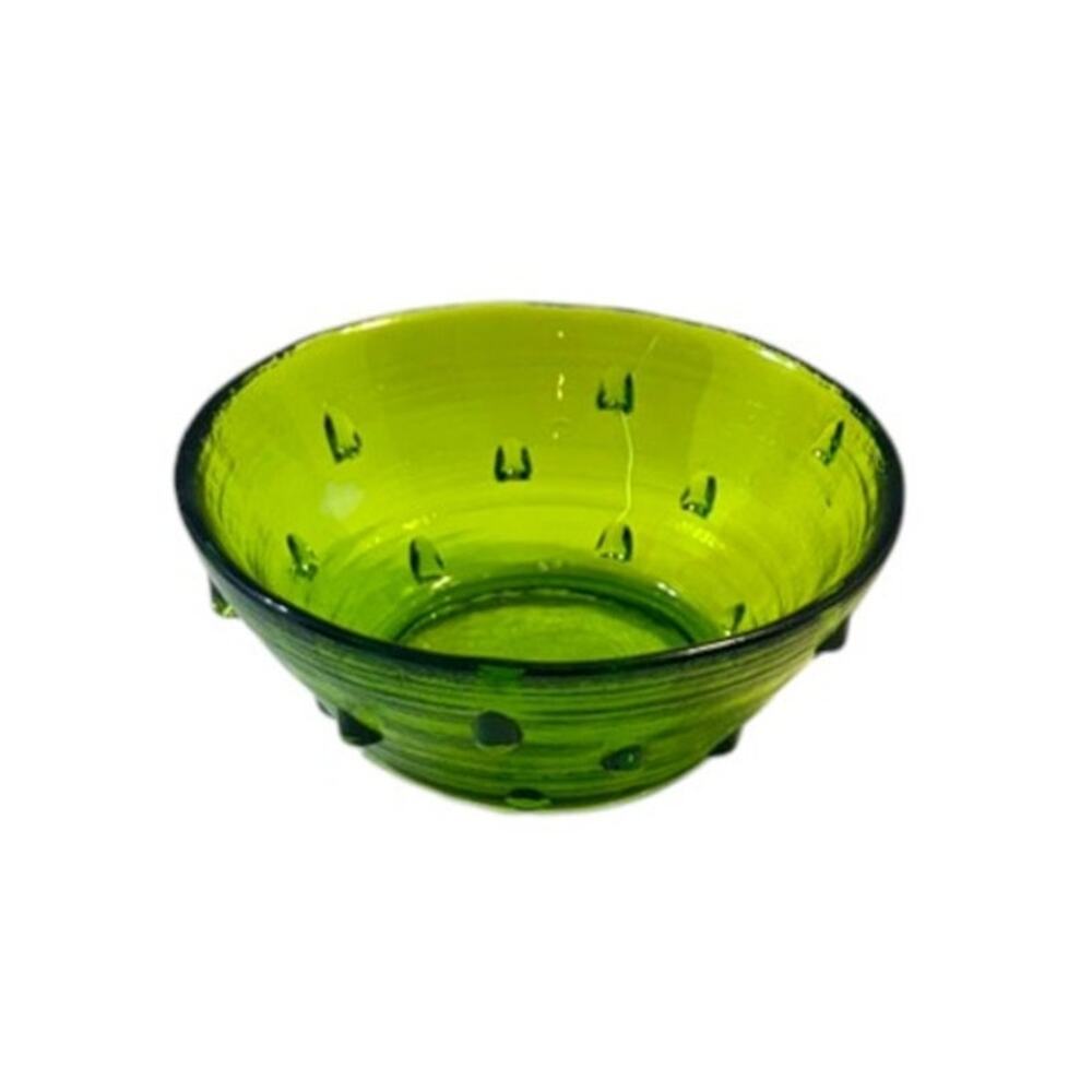 Vintage Blenko Studded Green Art Glass Bowl - Picture 3 of 8